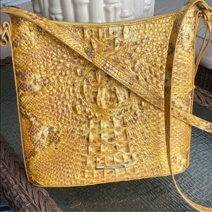 Brahmin Katie Yellow Croc-Embossed Leather Crossbody